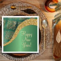 Glam Guld Glitter Grönt Metallic Festive