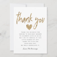 Glam Guld Glitter Heart Baby Shower