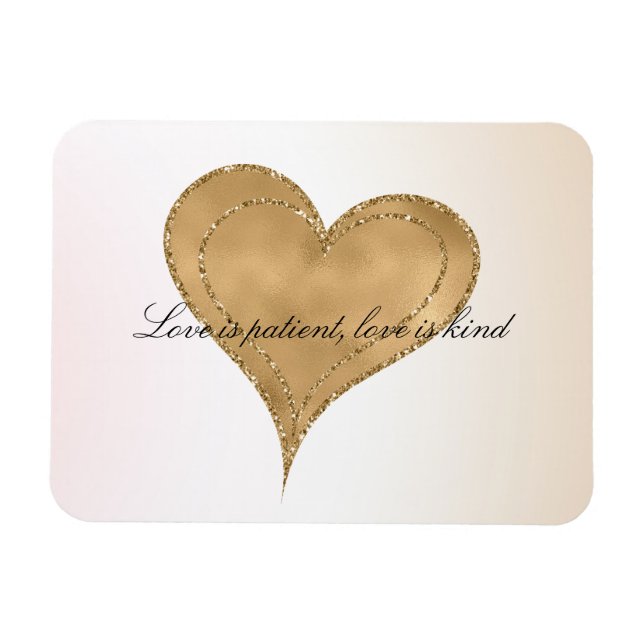 Glam Guld Glitter Heart Magnet (Horisontell)
