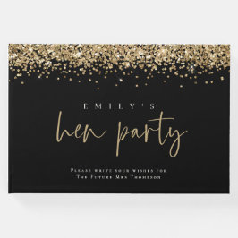 Glam Guld Glitter Hen Party Svart Gästbok