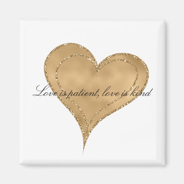 Glam Guld Glitter Hjarta    Magnet (Framsidan)