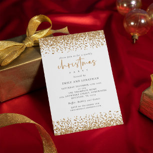 Glam Guld Glitter jul, Party White Inbjudningar