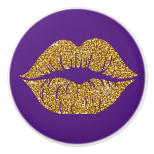 Glam Guld Glitter Läppar Trendig Gnistra Lila   Knopp