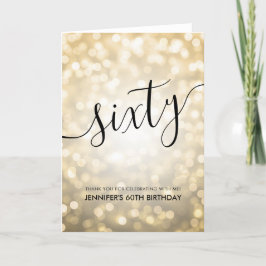 Glam Guld Glitter Ljus 60:e födelsedag Tack Kort