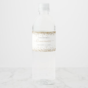 Glam Guld Glitter Namn Datum Quinceañera Party Vattenflaskor Etikett