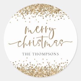 Glam Guld Glitter Namn God jul Runt Klistermärke