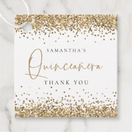Glam Guld Glitter Namn Quinceañera Tack Gåvor Etiketter