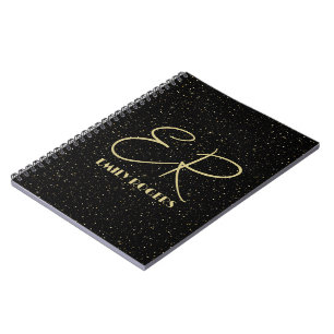 Glam guld glitter och gnistor på svarta bilder anteckningsbok