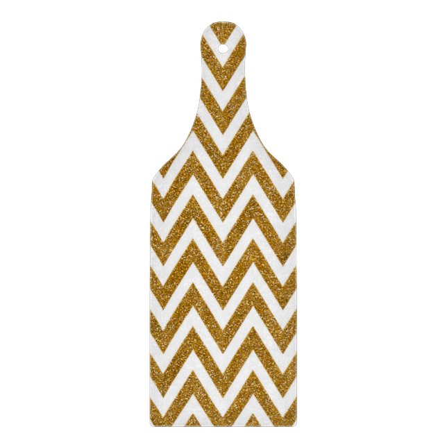 Glam guld glitter och vit chevron rand (Framsidan)