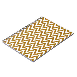Glam guld glitter och vit chevron rand anteckningsbok