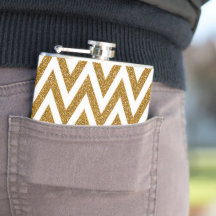 Glam guld glitter och vit chevron rand