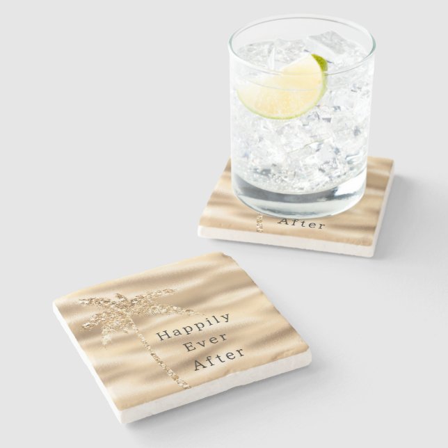 Glam Guld Glitter Palmtree Stenunderlägg (Sidan)