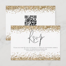 Glam Guld Glitter QR-kodskript Bröllop OSA Kort