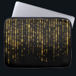 Glam guld glitter & sparkles laptop fodral<br><div class="desc">Elegant svart glam guld glitter och glitter</div>