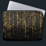 Glam guld glitter & sparkles laptop fodral<br><div class="desc">Elegant svart glam guld glitter och glitter</div>
