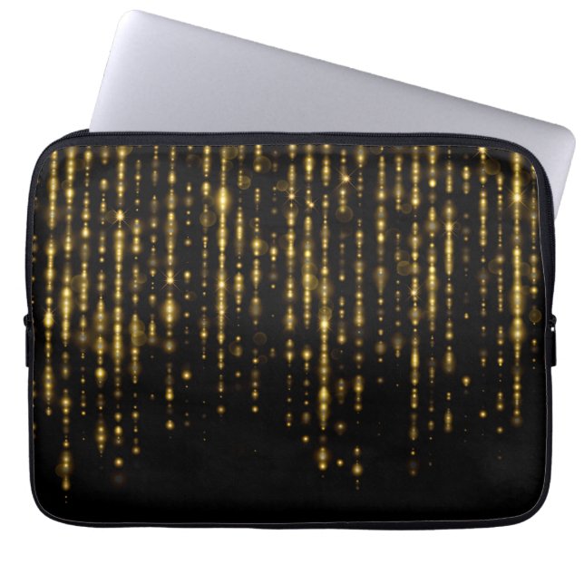 Glam guld glitter & sparkles laptop fodral (Framsidan)
