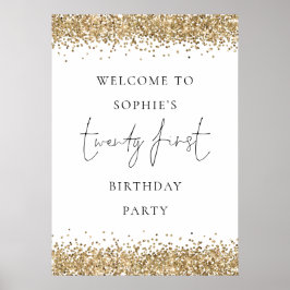 Glam Guld Glitter Välkommen 21:a födelsedagen Poster