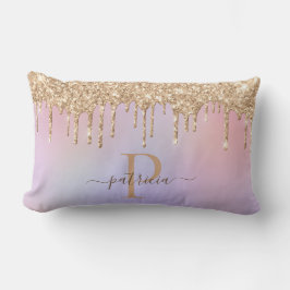 Glam Guld Glitterdroppar Elegant Monogram Ländkud Lumbarkudde