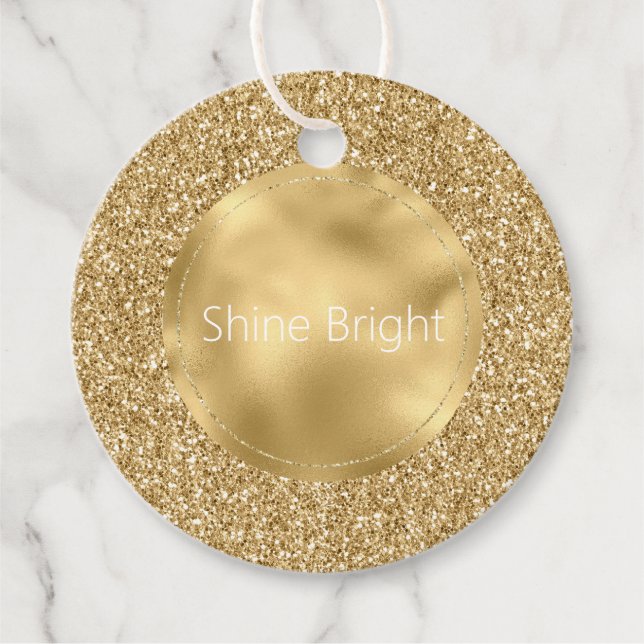 Glam Guld Glitzy Glitter Gåvor Etiketter (Framsida)