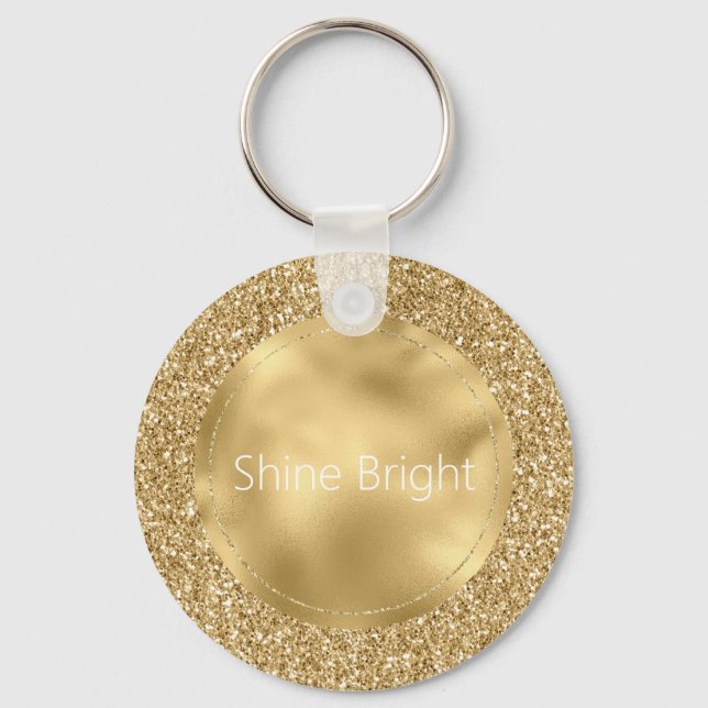 Glam Guld Glitzy Glitter Nyckelring (Framsida)