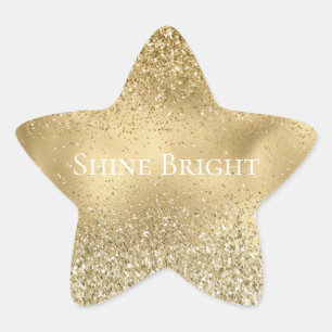 Glam Guld Glitzy Gnistra Glitter Stjärnformat Klistermärke