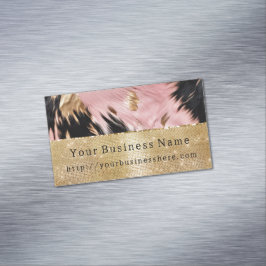 Glam Guld Gnistra Rosa Black Cowhide Magnetiska Visitkort