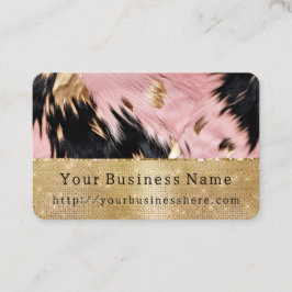 Glam Guld Gnistra Rosa Black Cowhide Visitkort