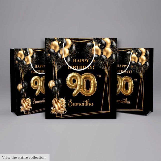 Glam Guld Högklackars 90:e Birthday Gift Bag (Glam Gold High Heels 90th Birthday Gift Bag)