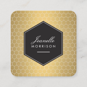 Glam Guld Honeycomb Mönster Fyrkantigt Visitkort