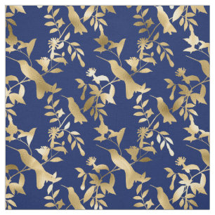 Glam Guld Hummingbird Navy Blue Graphic Tyg