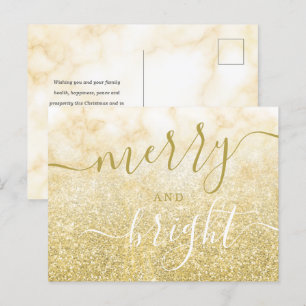 Glam GULD jul Helgdag Glitter Marble Helg Vykort