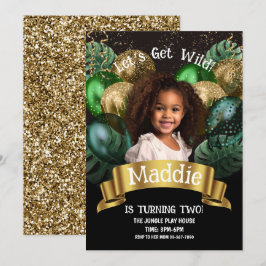 Glam Guld Jungle Safari Birthday-inbjudan Inbjudningar
