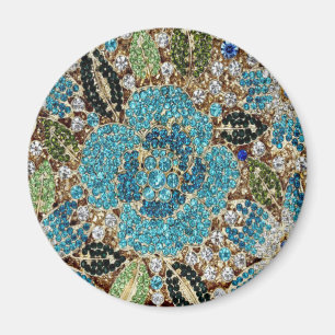 Glam guld-juveler kristalltealturkos rhineston magnet