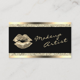Glam Guld Läppar Makeup Artist Glitter Affärskort Visitkort