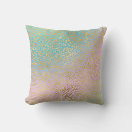 Glam Guld Leopard Skriv ut Aqua Rosa Tie Dye Kudde