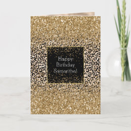 Glam Guld Leopard Skriv ut Glitz Kort