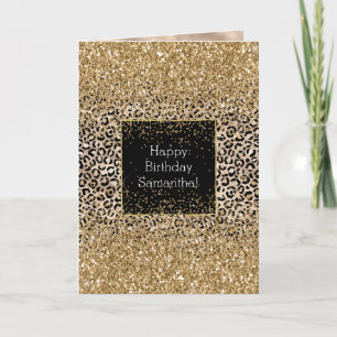 Glam Guld Leopard Skriv ut Glitz Kort