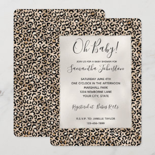 Glam Guld Leopard Skriv ut Inbjudningar