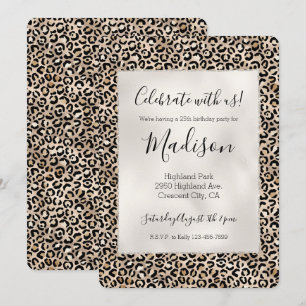 Glam Guld Leopard Skriv ut Inbjudningar