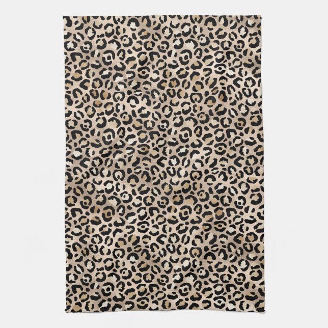 Glam Guld Leopard Skriv ut Ombre Kökshandduk (Vertikal)
