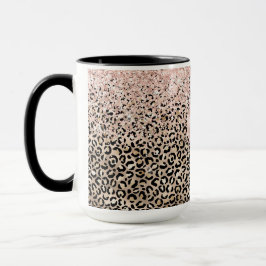 Glam Guld Leopard Skriv ut Rosa Glitter Kärlek Hea Mugg