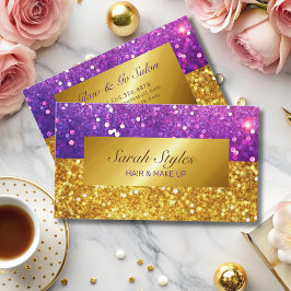 Glam guld lila glitter lyxgul elegant visitkort