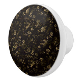Glam guld löv mönster brun knopp