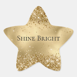 Glam Guld Luxe Glitzy Gnistra Glitter Stjärnformat Klistermärke