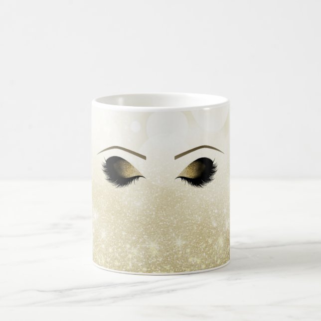 Glam Guld Makeup Ögon & Wimper Personlig Kaffemugg (Center)