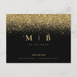 Glam Guld Monogram Black Spara datum Vykort