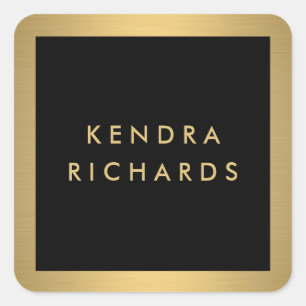 Glam Guld Namn Logotyp Stickers Fyrkantigt Klistermärke