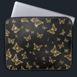 Glam guld och svarta fjärilar mönster laptop fodral<br><div class="desc">Glam Black och guld ligger i ett sömlöst mönster. Modern lyxdesign med vita gnistor.</div>