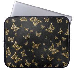Glam guld och svarta fjärilar mönster laptop fodral