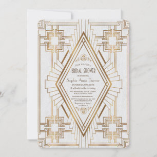 Glam Guld och White Underbar Gatsby Möhippa Inbjudningar